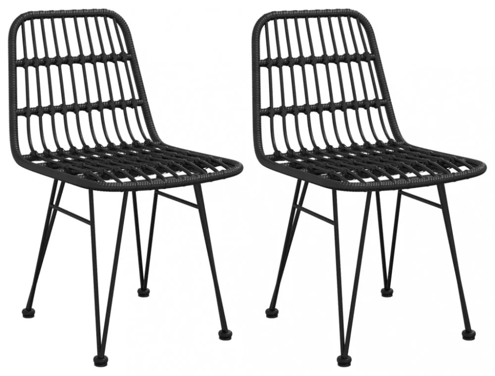 2 db fekete polietilén rattan kerti szék 48 x 62 x 84 cm