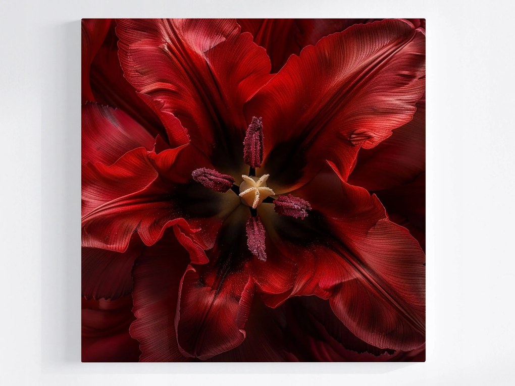 Poszter Makró Fotó Virág Piros Tulipán 80x80