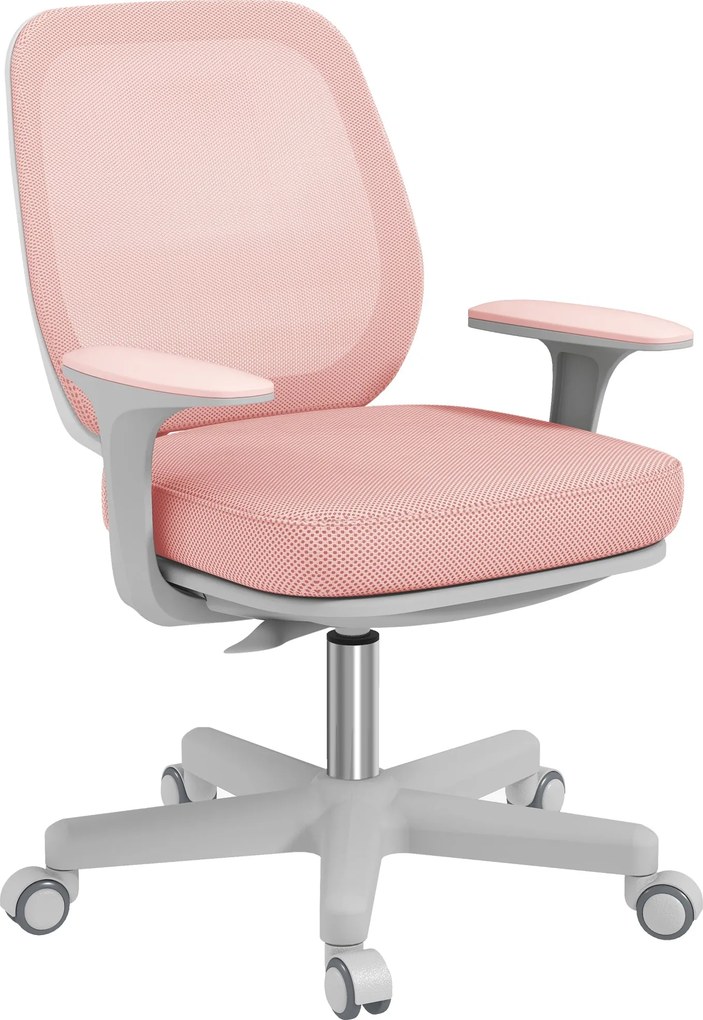 Vinsetto Légáteresztő Szövet Ergonomikus Irodai Szék 5 Küllővel, Állítható Magassággal, 55x48x82.5-94.5 cm, Rózsaszín | Aosom