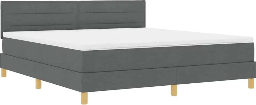 vidaXL LED Box Spring Ágy matracmal Sötétszürke 180 x 200 cm szövet