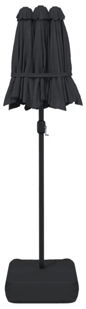 fekete dupla tetős napernyő 316x145 cm