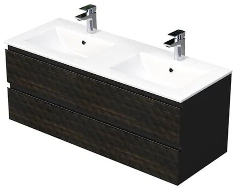 Fürdőszobaszekrény mosdóval SAT Cube Way 120x47,5x46 cm barna matt CUBE3D1202ZHMOD