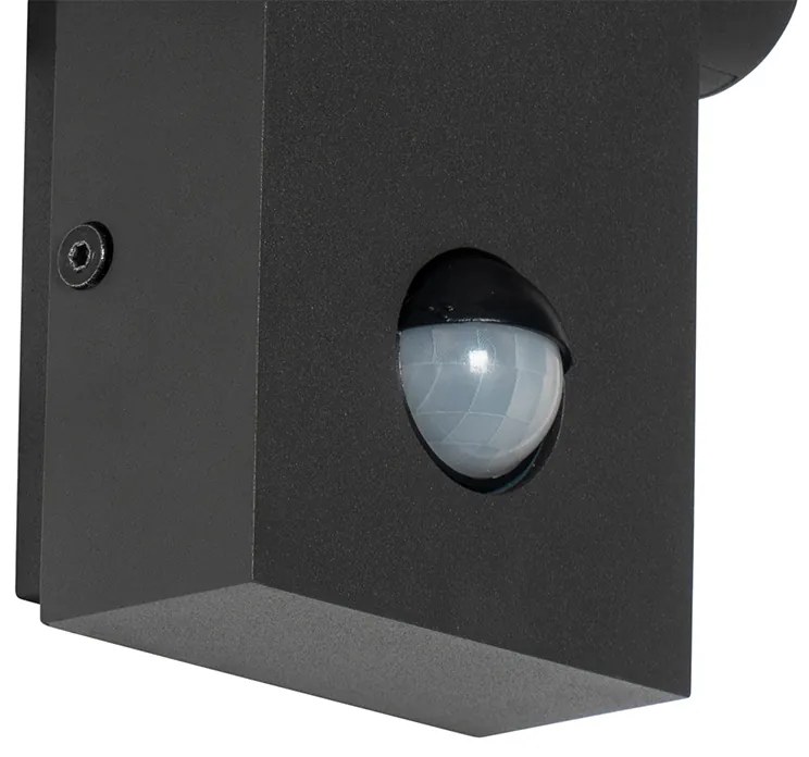Kültéri fali lámpa antracit színű, beépített LED-del IP54 mozgásérzékelővel - Zane