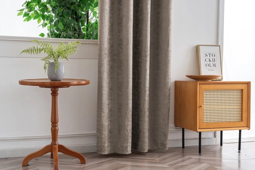 Fényzáró függöny LOOM VELVET 140x250 cm, bézsbarna Felfüggesztés: Fém gyűrűk