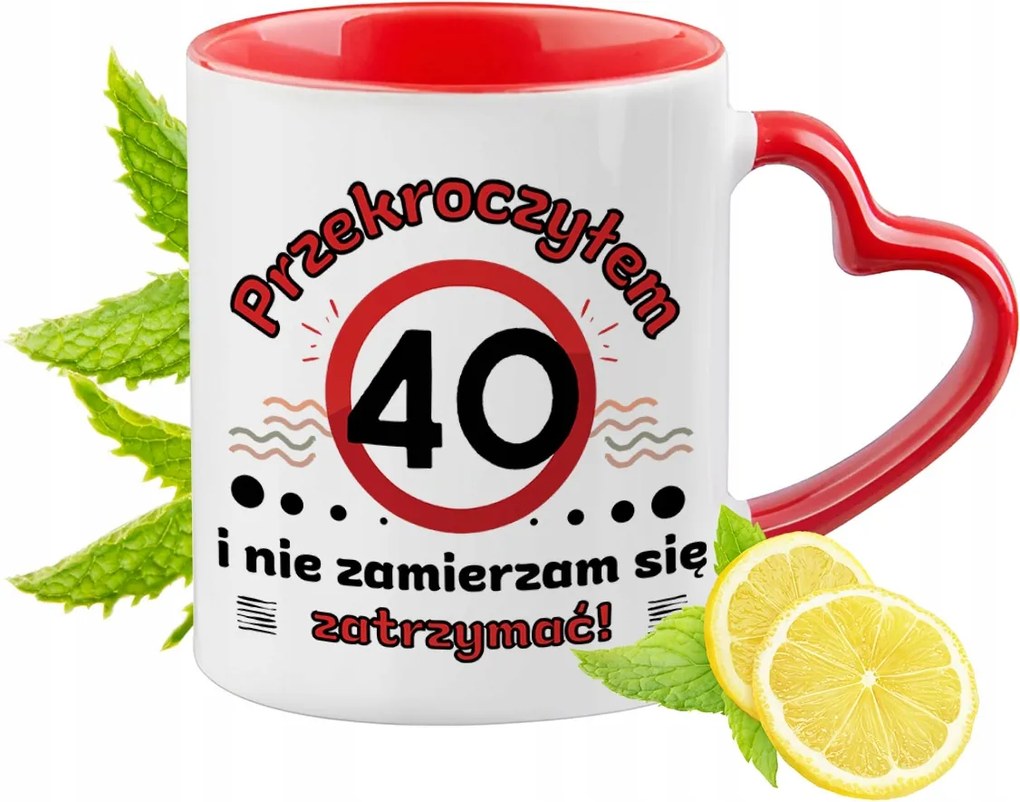 Születésnap 40 40-es 40-es Piros Bögre Szív Alakú Füllel Ajándék