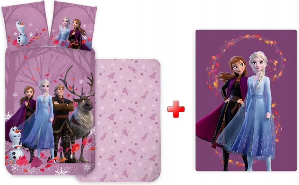 Disney Jégvarázs Purple Wind gyerek, ovis ágyneműhuzat és polár takaró szet