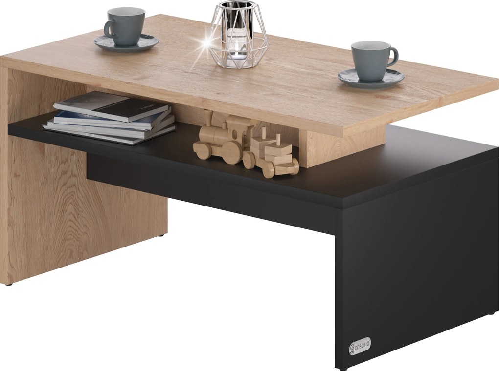 Casaria® Sacramento dohányzóasztal 92x50x47 cm - natúr/antracit