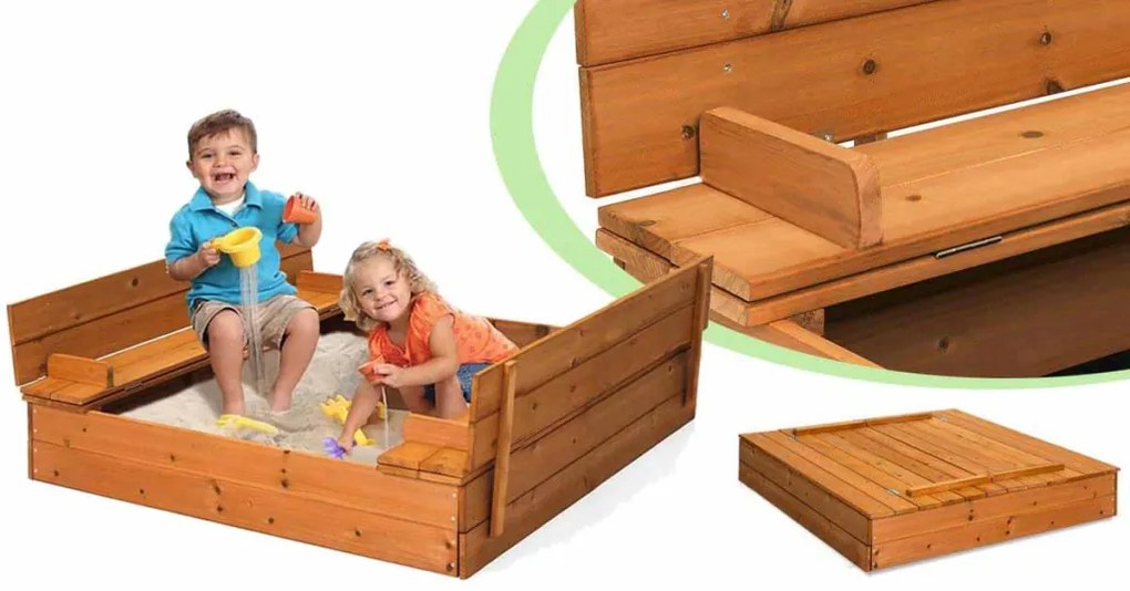 Fa homokozó paddá alakítható tetővel