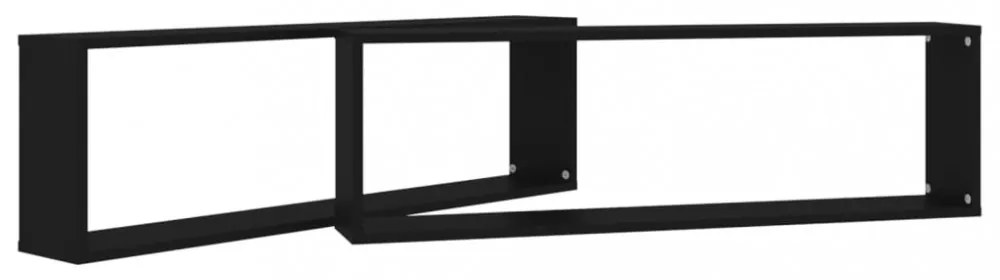 2 db fekete szerelt fa fali polc 100 x 15 x 30 cm