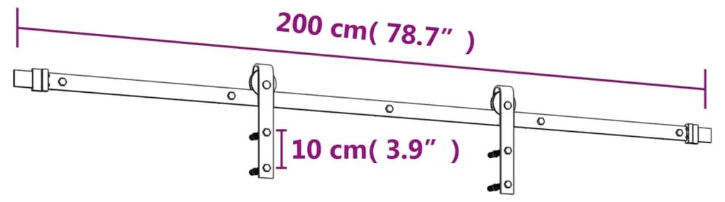 tömör fenyőfa tolóajtó fémszerelékszettel 95 x 210 cm