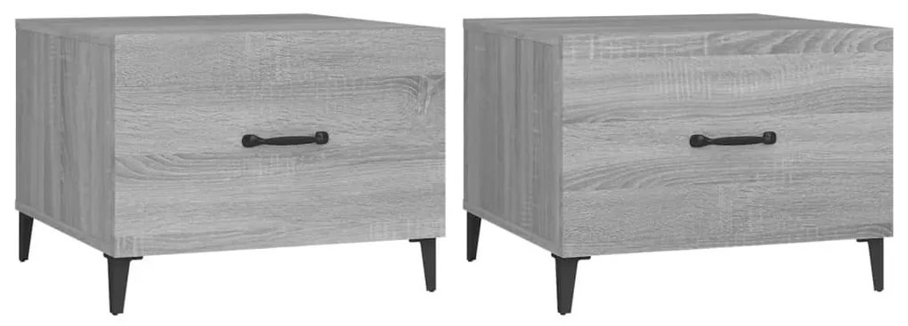 2 db szürke sonoma színű dohányzóasztal fémlábakkal 50x50x40 cm