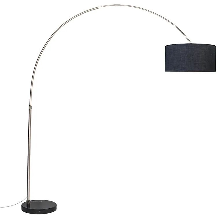 Acél ívlámpa szövetbúrával fekete 50 cm - XXL