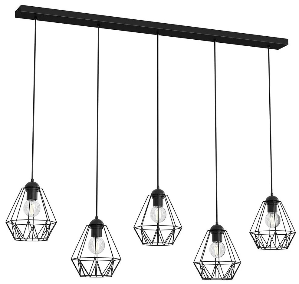 Csillár zsinóron BERGEN 5xE27/60W/230V fekete