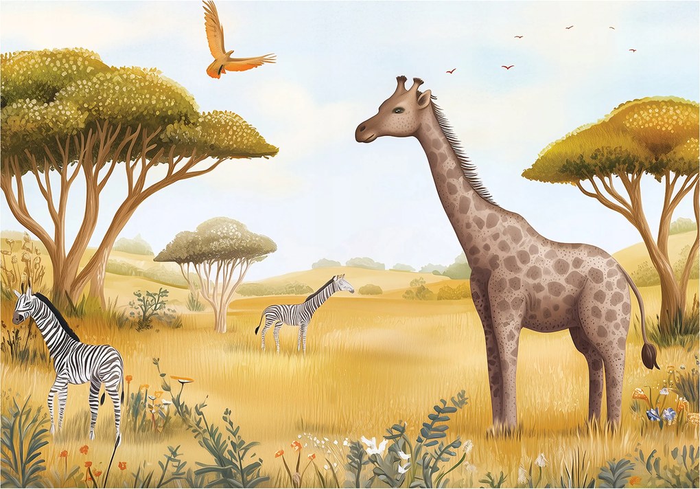 Fotótapéta Gyerekeknek Állatok Fák Tapéta Gyerekszoba 150x105