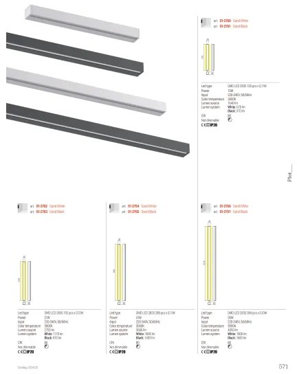 Redo 01-2767 - LED fali lámpa PLOT LED/35W/230V 120 cm fekete