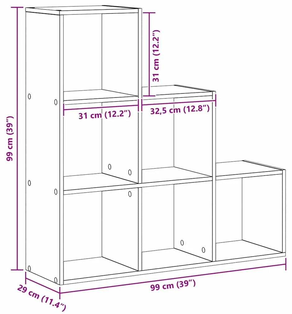 Könyvespolc Musta tammi 99 x 29 x 99 cm Faanyag