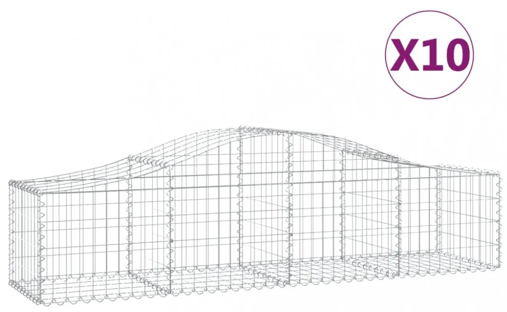 10 db íves horganyzott vas gabion kosár 200x50x40/60 cm