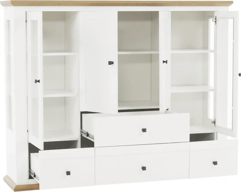 Vitrin MZ6, fehér/grand tölgy, LEON
