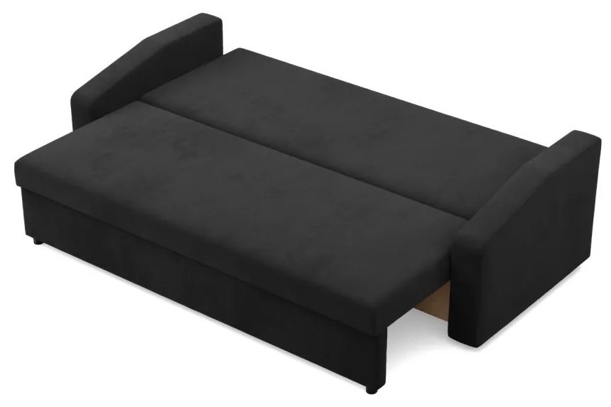 Zeus kanapéágy, szövet anyag, hab töltet, döntött kartámasz, fekete