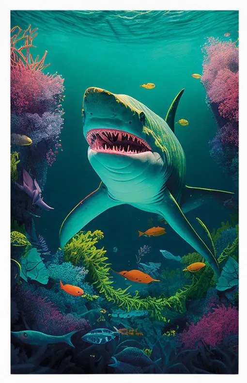 Poszter szürrealista cápa