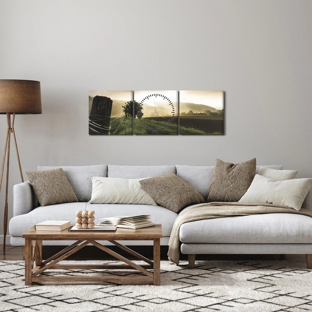 Egy rét képe (órával) (90x30 cm)