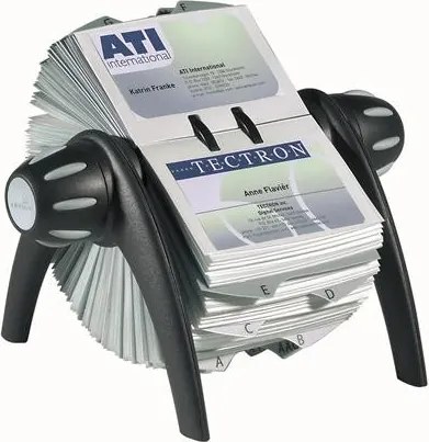Névjegykártyatartó, műanyag, 400 db-os, forgatható, fekvő, DURABLE, VISIFIX®, fekete (DB241701)