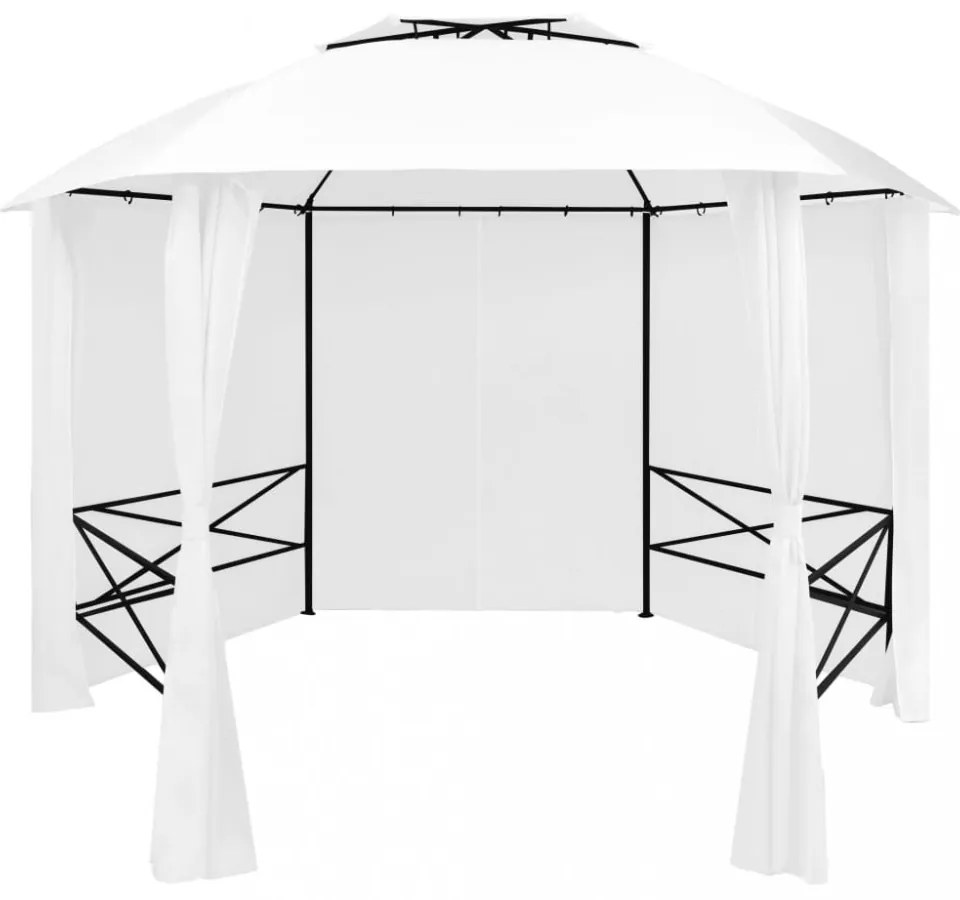 fehér kerti pavilon függönyökkel 360 x 312 x 265 cm 180 g/m²