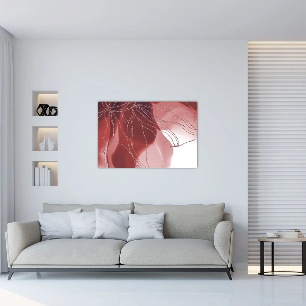 Kép - Piros absztrakt virág N⁰1 (90x60 cm)
