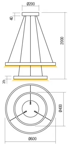 Redo 01-2891 - LED Dimmelhető csillár zsinóron FEBE LED/62W/230V fekete