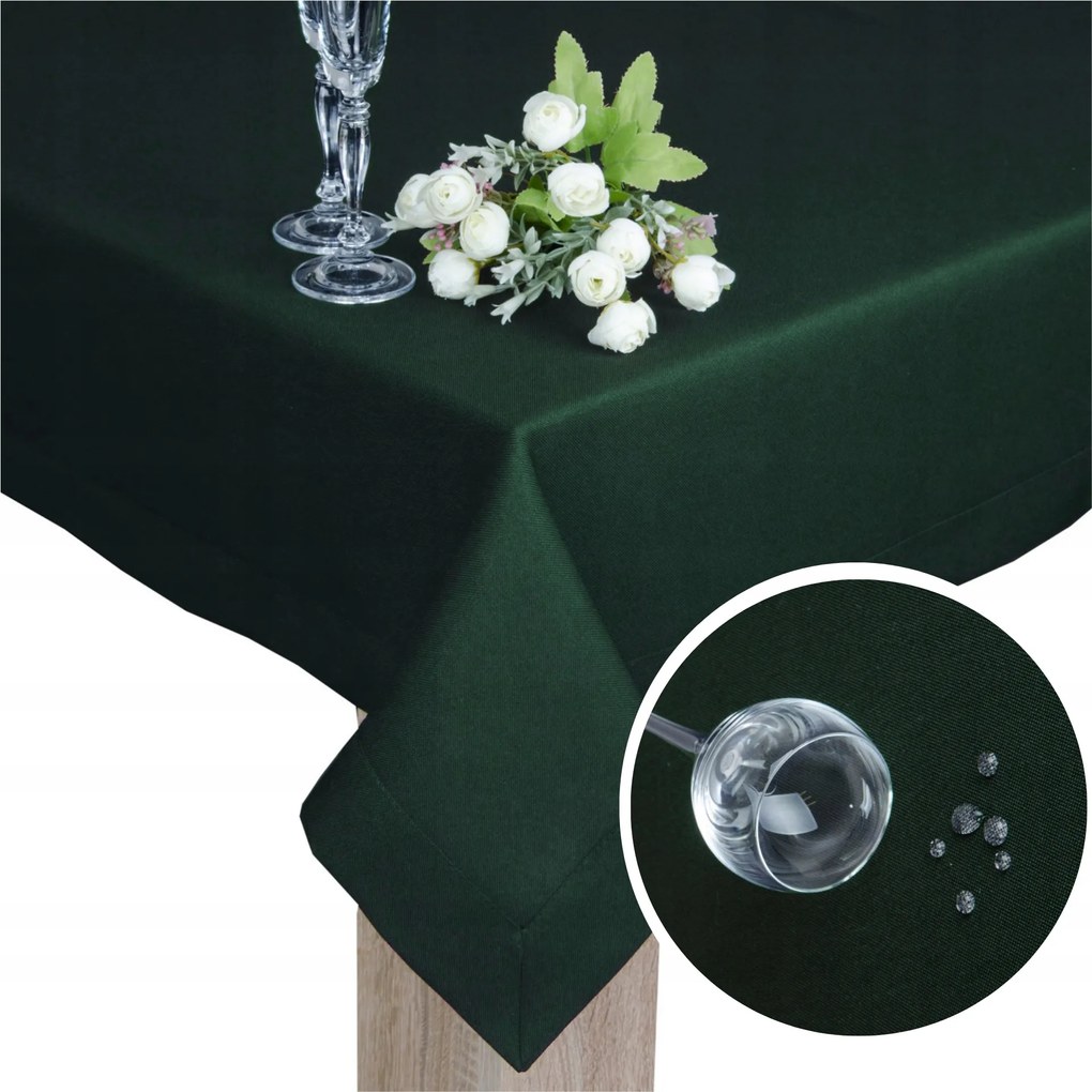 Abrosz Asztalra Panama 400x140 Sötét Zöld Foltálló Sima Dekoratív