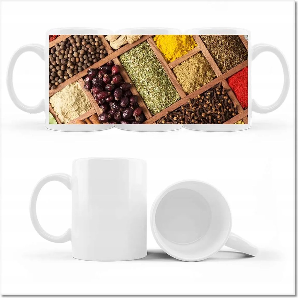 Fűszerek fényképes bögre dobozban