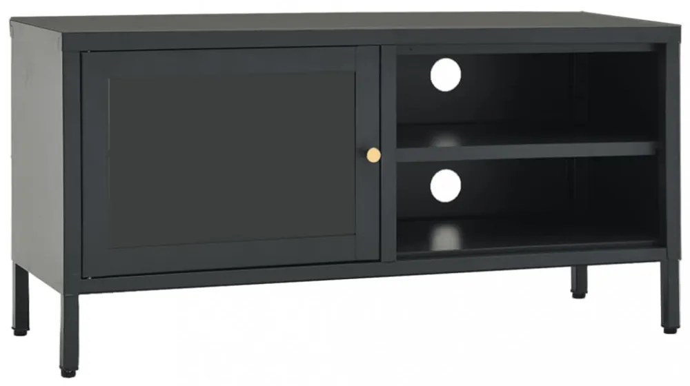 antracitszürke acél és üveg TV-szekrény 90 x 30 x 44 cm