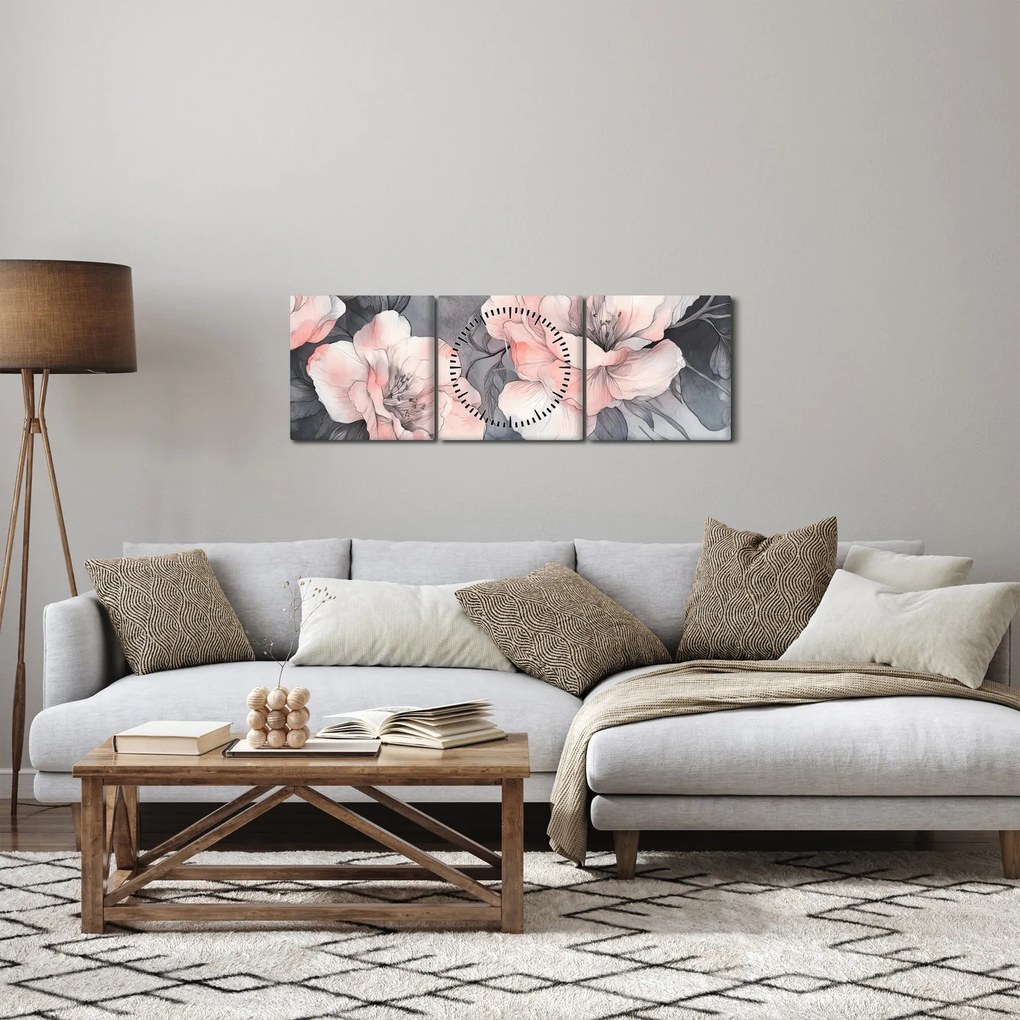Kép - Virágok vázlata (órával) (90x30 cm)