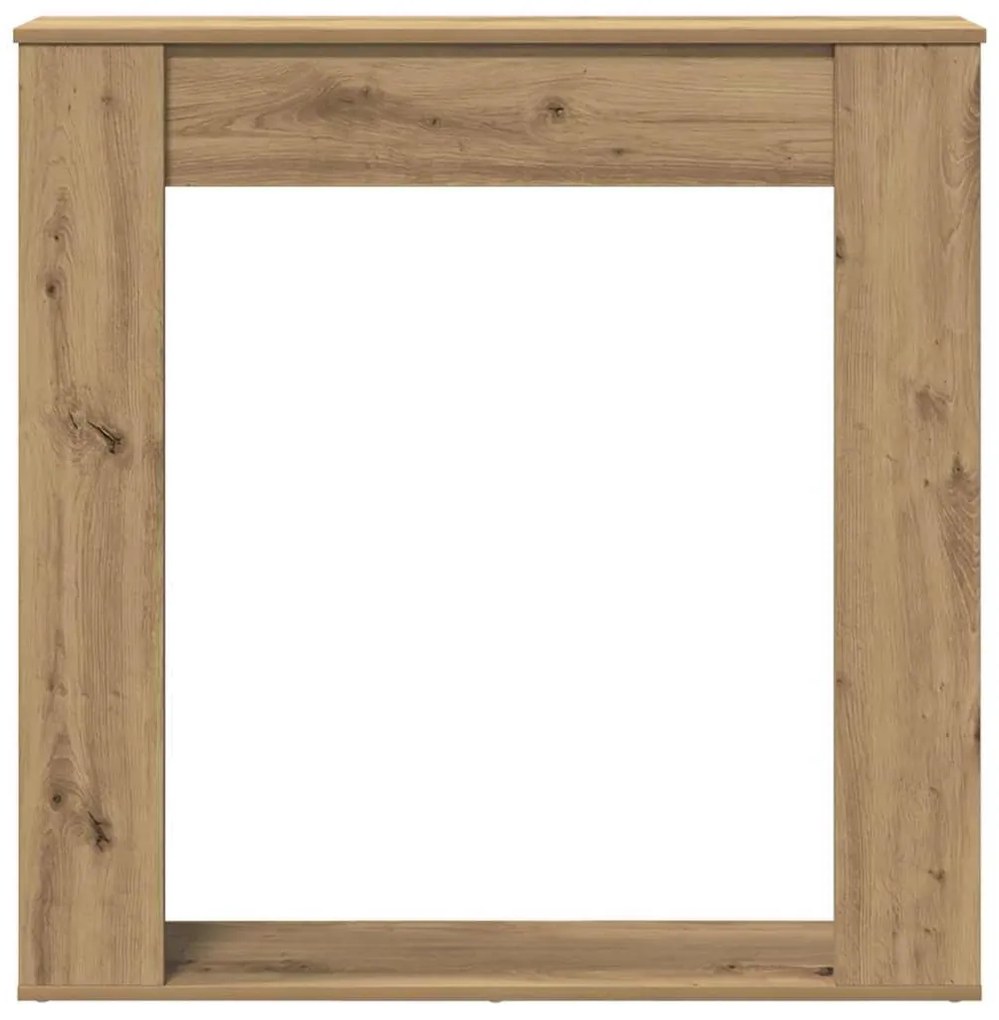 kézműves tölgy színű szerelt fa kandallóburkolat 100x20x100 cm