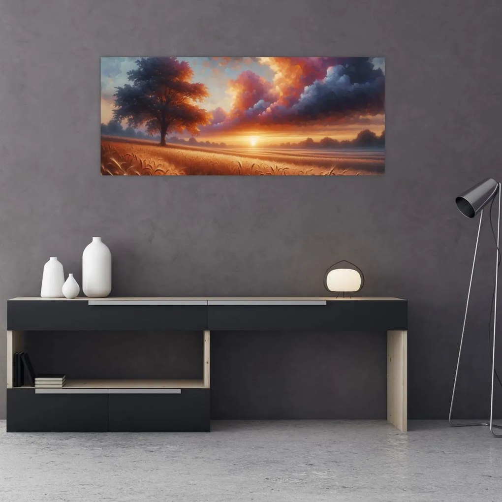 Kép – Naplemente a mezőn (120x50 cm)
