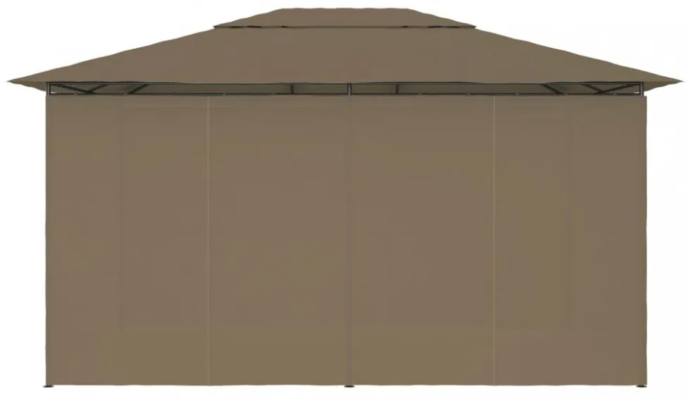 Tópszínű kerti pavilon függönyökkel 4 x 3 m 180 g/m²
