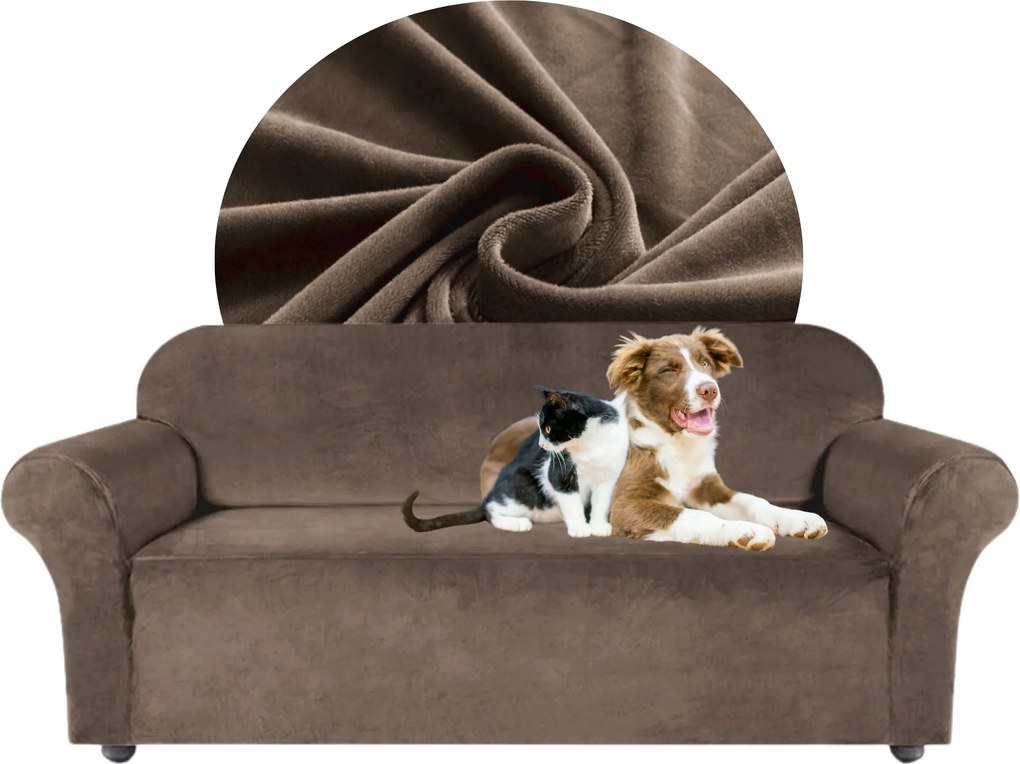 Kanapé Huzat Kanapé sarok Kakaóbarna velúr Rugalmas 145-185 cm