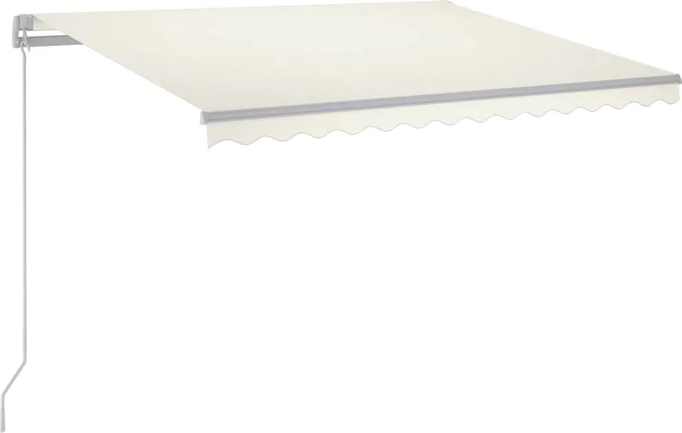 vidaXL krémszínű kézzel kihúzható LED-es napellenző 300 x 250 cm