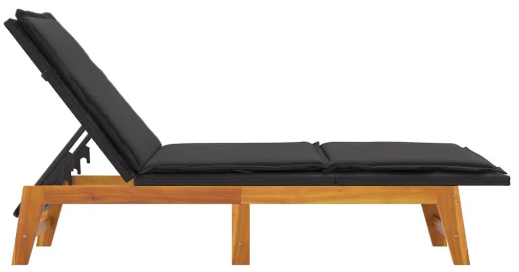 Polyrattan és tömör akácfa napágy párnával