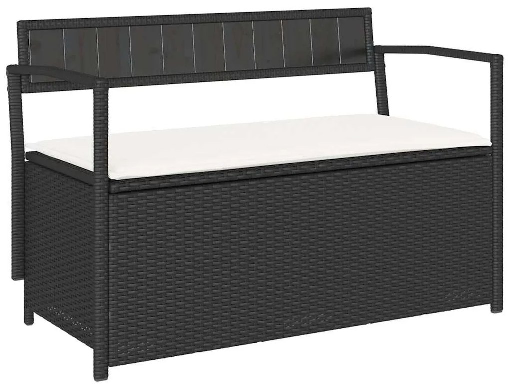 fekete polyrattan kerti tároló pad párnával