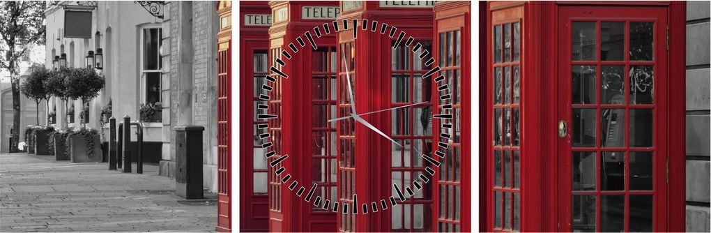 Kép - Londoni telefonfülkék (órával) (90x30 cm)