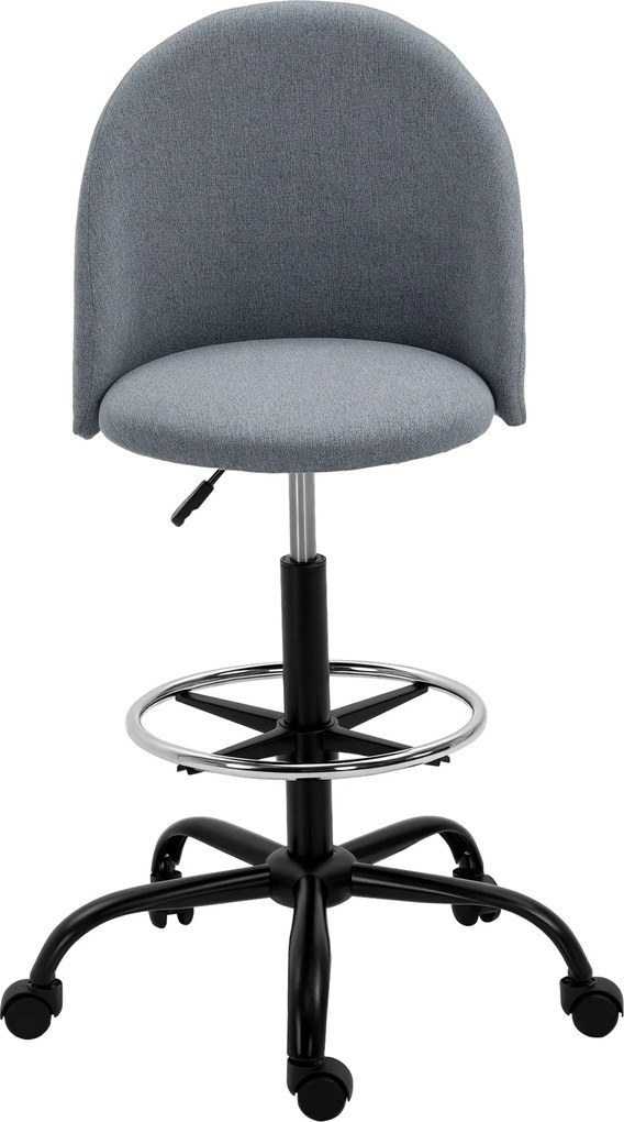 Vinsetto Állítható Magas Ülésű Irodai Szék 105-125 cm Forgószék 360° Szürke Ágynemű | Aosom