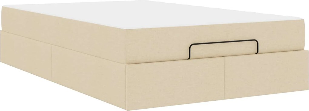 vidaXL Ágykeret matraccal matracmal 2 pcs Krém szövet