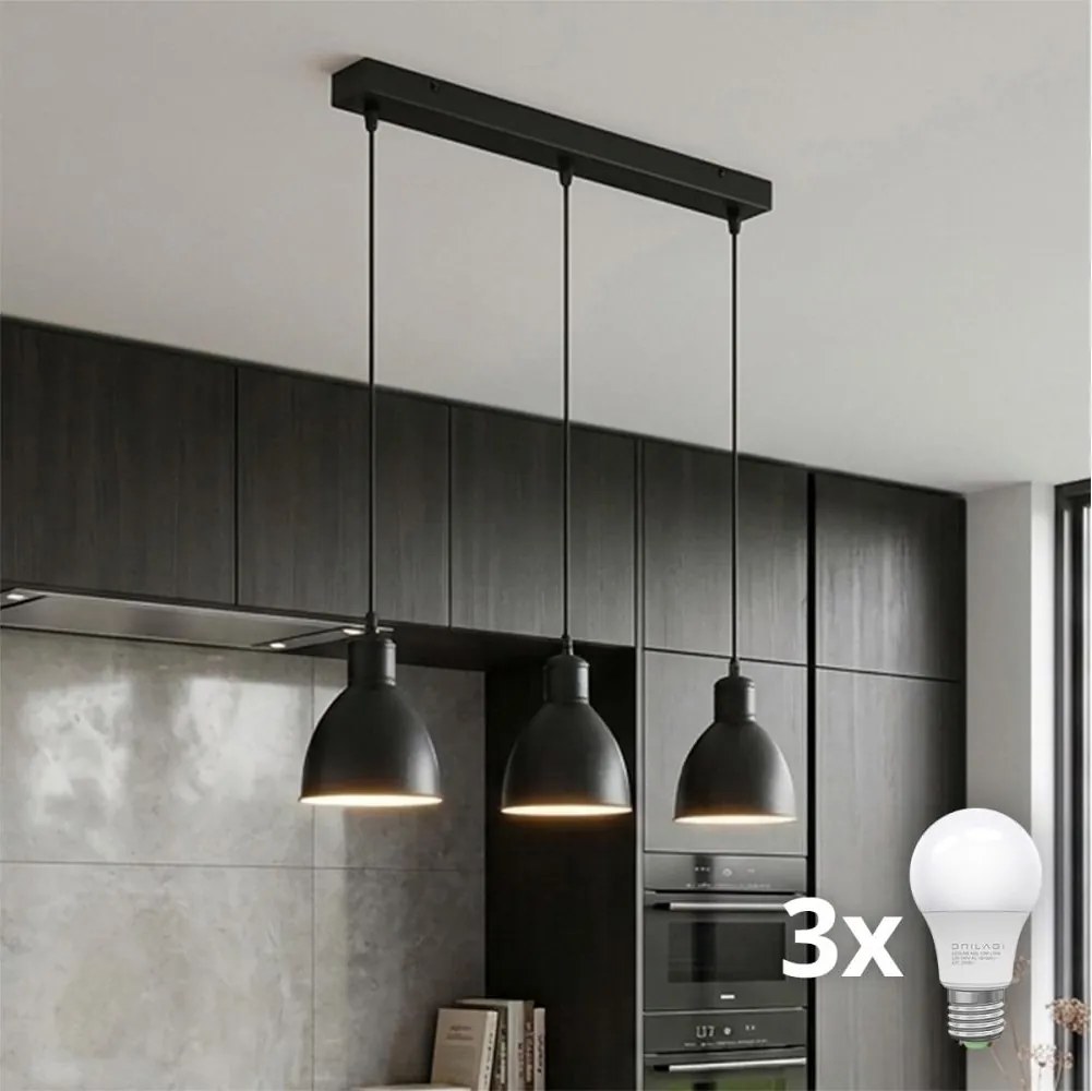 Brilagi - RIDDY LED csillár kábelen 3xE27/60W/230V fekete