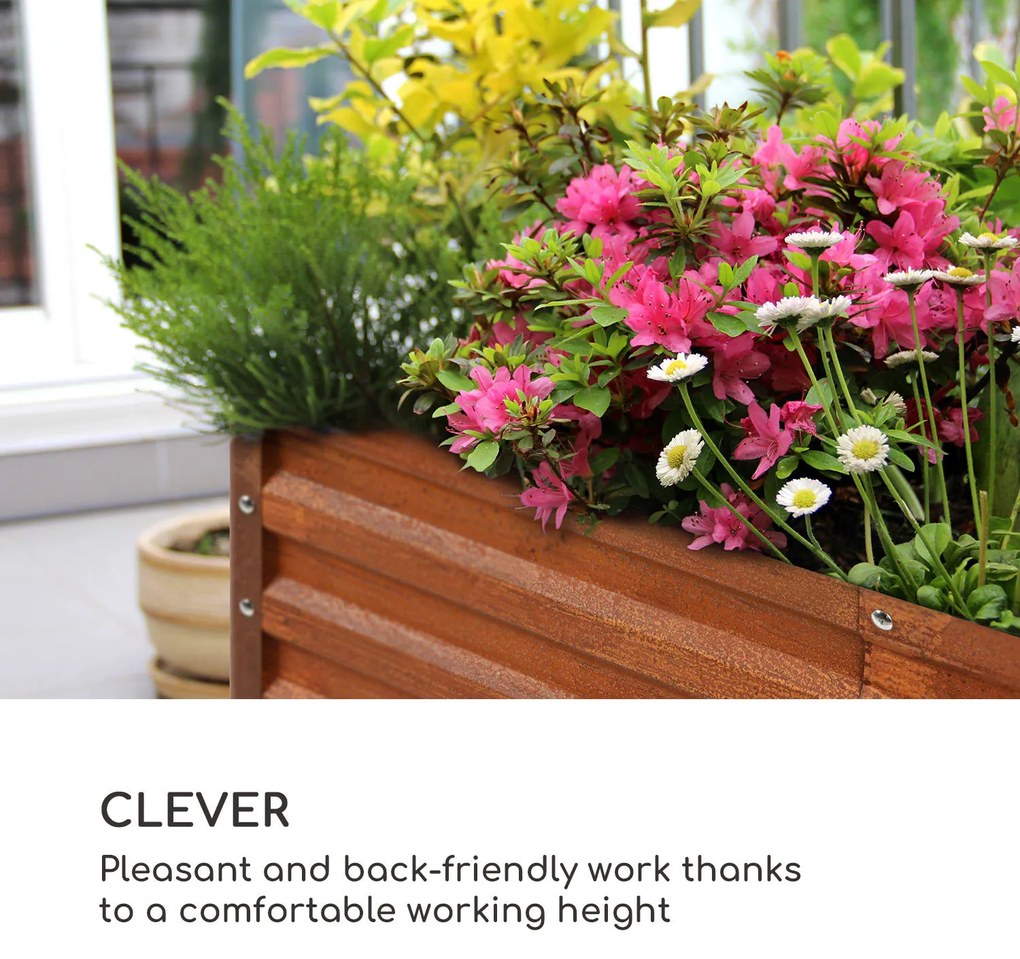 Blumfeldt Rust Grow, magaságyás, kerti magaságyás, horganyzott acéllemez, rozsdás kivitel