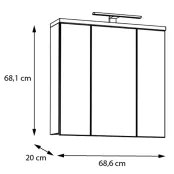 Tükrös fali fürdőszobaszekrény VENOM fehér/artisan tölgy