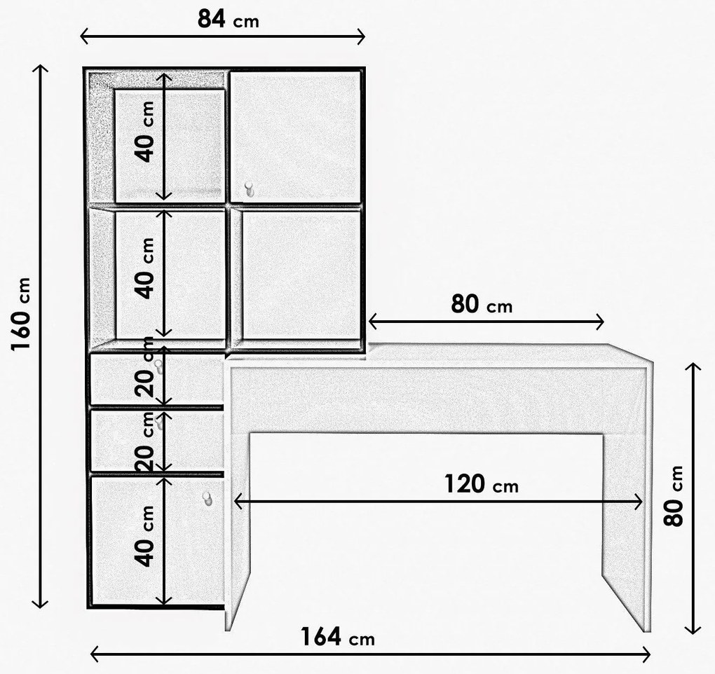 PC asztal Canny (fehér + fekete). 1088636