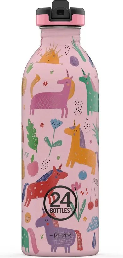 24BOTTLES Kids Urban 500ml rozsdamentes acél kulacs szívószálas kupakkal, Magic Friends