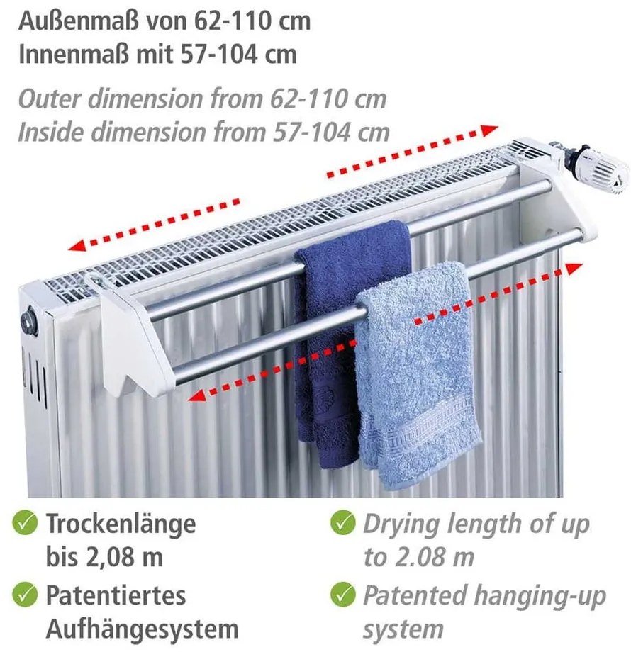 Ezüstszínű függő ruhaszárító 2 m Twin Extendable – Wenko