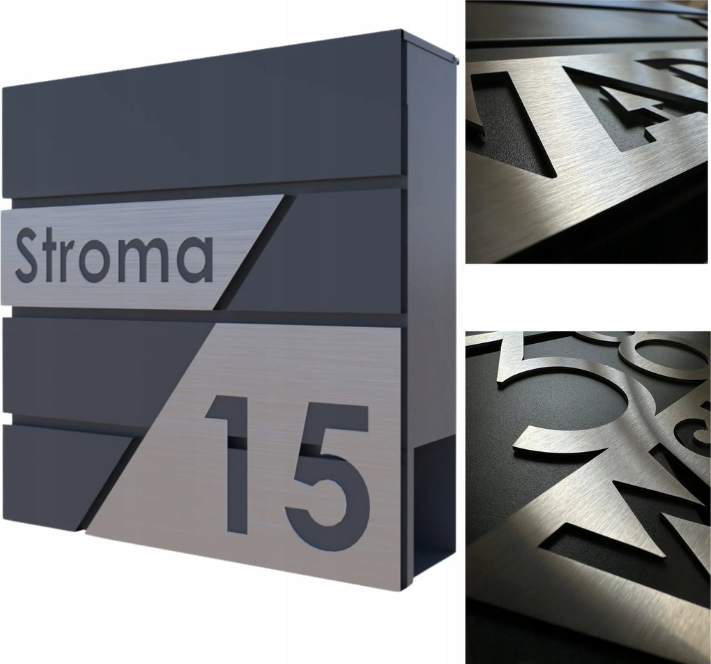 Nagy Postaláda Címmel, Házszámmal (lézer Rozsdamentes Acél Tábla),